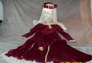 Girls Handmade Rose Princess Velvet Costume Dress & Headpiece Size Sm 6-7 Yrs - Picture 1 of 10