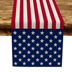 Patriotic US Flag 4th of July Table Runner for Indoor Outdoor Home Party Decor - Picture 1 of 5