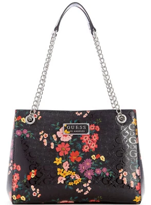 NEW GUESS  Mirabelli  Floral Print Logo Embossed Small Satchel Bag Purse Handbag - Image 1 of 3