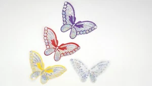 Schmetterling glänzend Pailletten Applikation Patch Deko Borte Bügelbild Nähen Motiv Hot Fix - Bild 1 von 5