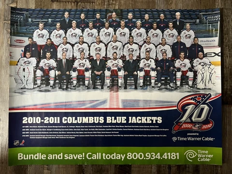 2009-10 Columbus Blue Jackets Team Poster 24x16 "10th Patch Anniversary Season" Cover