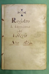 Registro de defunciones del cólera. Alicante. 1854 Cholera death records. - Imagen 1 de 10