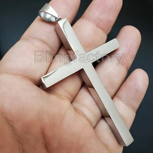 HIP HOP RAPPER'S STAINLESS STEEL LARGE CHRISTIAN CROSS CHARM PENDANT