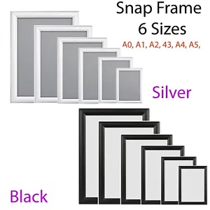 Black & Sliver Aluminium A0-A5 All Sizes Snap Poster Frame Clip Picture Photo - Picture 1 of 3