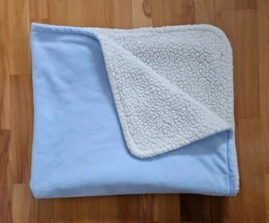 Beansprout Blue Plush Baby Blanket Cream Off White Sherpa Lovey - Picture 1 of 4