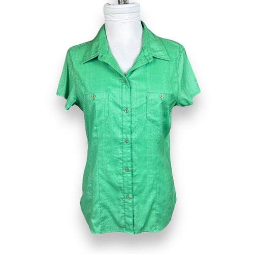 Camicia donna The North Face verde bianca con bottoni e tasche taglia XL