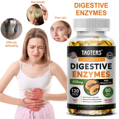 TAOTERS Digestive Enzymes Verdauungsenzyme + Probiotisch 30 bis 120 Kapseln - Vege