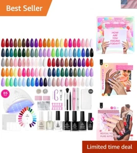 DIY 85-Pcs Gel Nail Polish Kit for Home Use - 55 Colors & LED UV Lamp Included - Picture 1 of 9