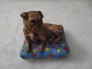 Fitz and Floyd 1982 Mini Boxer Dog Figurine Blue Red Yellow Brown Excellent - Picture 1 of 5