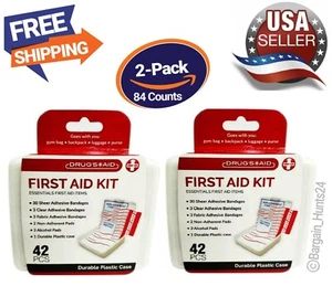 84Ct Essential First Aid Kit Emergency Pouch Home/Car/Outdoor Travel Size (2 PK) - Picture 1 of 5