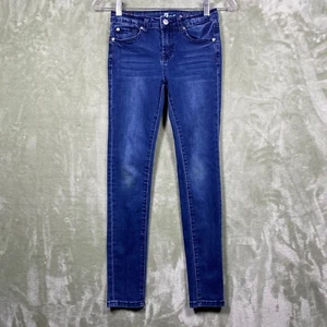 7 For All Mankind Jeans Girls Size 12 24x25 Blue The Skinny Stretch Youth - Picture 1 of 13