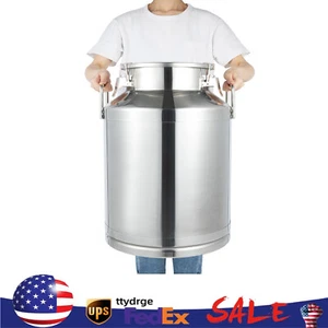 60L Stainless Steel Milk Can Wine Milk Bucket Wine Pail Bucket with Sealed Lid - Picture 1 of 19