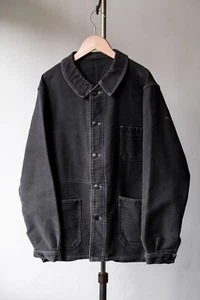 1950s French Vintage “Debure & Deverchere” Black Moleskin Work Jacket - Picture 1 of 8