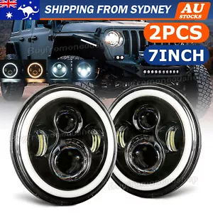 Pair 7'' LED Headlights Hi/Lo Beam DRL Projector For JEEP Wrangler JK GQ PATROL - Picture 1 of 10