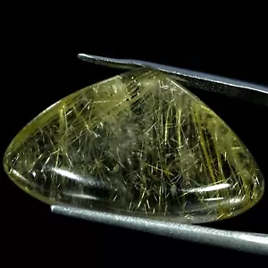 38.80 Cts Natural Golden Rutile Quartz Cabochon Necklace Making 18X30X9MM - Picture 1 of 6