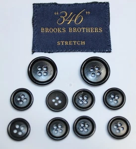 Brooks Brothers 346 Replacement Buttons 10 Pieces Black Blazer Sport Coat - Picture 1 of 2