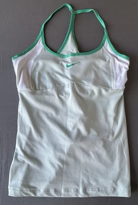 Nike Dri-Fit Tank Top Shelf Soft Bra Activewear Light Green Medium Nike Logo - Image 1 of 4