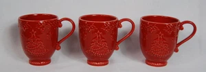 NWT - 3 Williams Sonoma Bordalla Pinheiro Poinsettia Christmas Tree Coffee Mugs - Picture 1 of 6