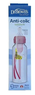 Dr. Brown's Natural Flow Options+ Anti-Colic Narrow 8 Oz. Pink Bottle (New) - Image 1 of 4