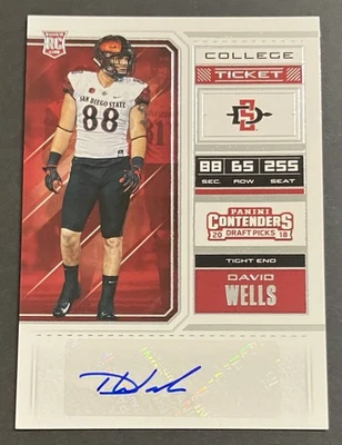 2018 Panini Contenders Draft Picks #207 David Wells COLLEGE TICKET AUTO - Image 1 of 2
