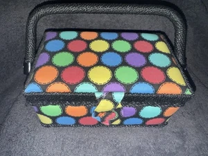 Colorful Sewing Basket Trinket Craft Box Storage Organizer - Fabric Exterior - Picture 1 of 8