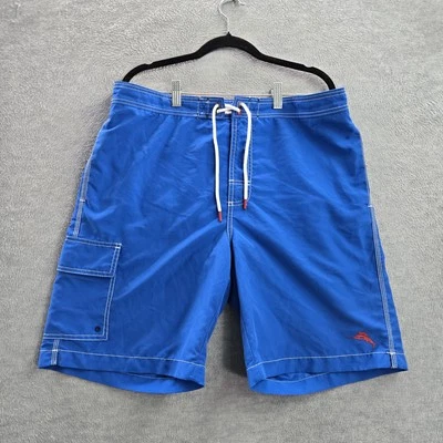 Tommy Bahama Hombres Traje de Baño L Azul Bañador Pez Logo Cordón 9.5" Entrepierna Foto 1 de 4