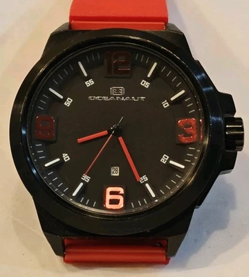 Reloj analógico de cuarzo Oceanaut Armada para hombre OC7113 caja negra correa de goma roja 48 mm Foto 1 de 4