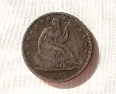 U.S. 1877 S SEATED LIBERTY SILVER HALF DOLLAR ~ OLD WILD WEST LADY - Image 1 of 2
