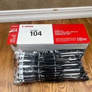 Canon 104 Black Toner Cartridge Genuine New OPEN BOX SEALED BAG SHOWN - Picture 1 of 3