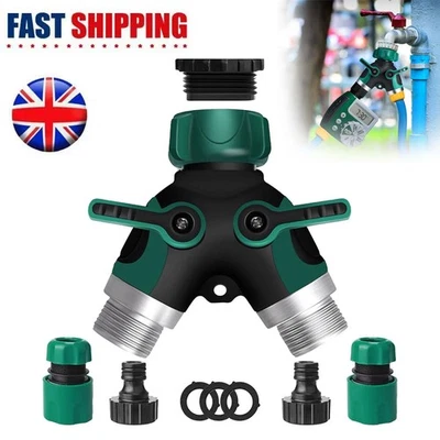 2-Way Hose Pipe Valve Water Splitter Y-shaped Garden Tap Connector Adaptor 3/4"~ - Image 1 of 4