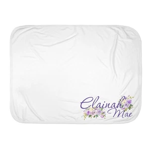 Baby Girl Personalized Custom Purple Floral Receiving Blanket - Picture 1 of 12