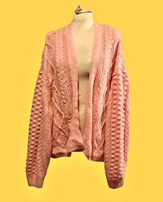 H&M XL size open front pink cardigan with balloon sleeves - Image 1 of 3