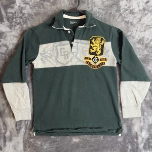Gap Kids Rugby Polo Short Geeen Size L 10 Embroidered Patch Long Sleeve  - Picture 1 of 9