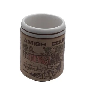 Amish Country Coffee Mug Covered Bridge Brown Stoneware Souvenir - Picture 1 of 9
