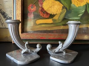 VINTAGE ART NOUVEAU ART DECO CANDLE HOLDERS Pair(2) - Picture 1 of 10