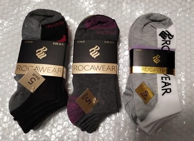 WOMENS ROCAWEAR SOCKS-3 SETS OF 5--15 PAIR LOW CUTS-NEW - Image 1 of 4