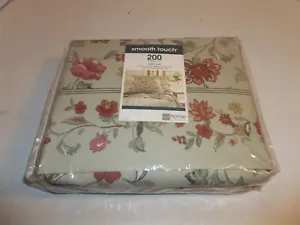 New JC Penney Home Collection Smooth Touch Twin Sheet Set Floral Green Lisbeth - Picture 1 of 2