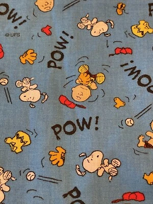 VTG  Peanuts Character Fabric POW! Snoopy Charlie Brown Baseball 2000 Y2K 37x45” - Image 1 of 4