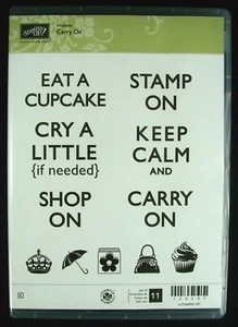 Stampin Up! Kit de sellos de anfitriona CARRY ON #126647 usado completo - Imagen 1 de 3
