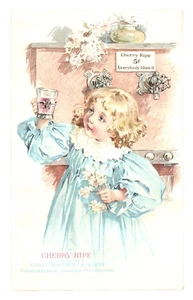 Tarjeta comercial sabor fuente soda madura cereza c1894 Hance Bro blanco farmacéutico - Imagen 1 de 2