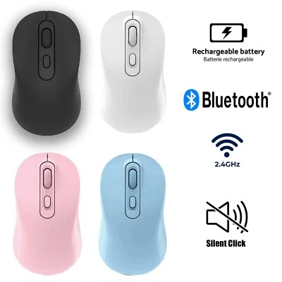 Mouse Wireless Doppio Bluetooth 2.4Ghz Silenzioso Ricaricabile per PC Portatile Tarvel - Immagine 1 di 4