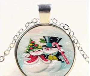HOLIDAY CHRISTMAS SNOWMAN pendant Silver 20" Necklace women mom FREE $10 GIFT - Picture 1 of 11