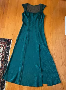 Maxi abito lungo vintage Victoria's Secret etichetta oro floreale in rilievo maglia pizzo L - Foto 1 di 5