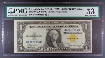 1935-A United States North Africa $1 Silver Certificate, Fr. 2306, PMG AU 53. - Image 1 of 2