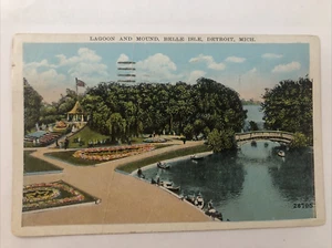 Michigan Detroit Belle Isle Lagoon and Mound Antique Postcard - Picture 1 of 9