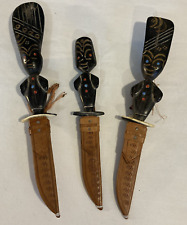 Original Guatemala Knife W/Leather Sheath Souvenir Knife Folk Art Lot of 3