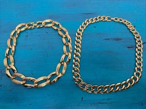 Vintage Goldtone Napier Link Necklaces Lot Of 2 - Picture 1 of 10