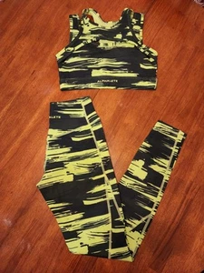 Alphalete Surface Legging Sports Bra Set Volt Canvas Camo Women’s Size S - Picture 1 of 6