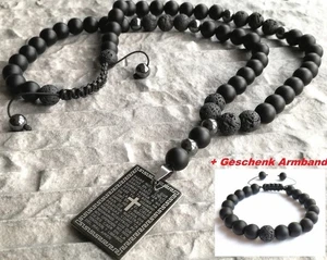 Collar con colgante de lava semipreciosa de ónix para hombre conjunto de... - Imagen 1 de 7