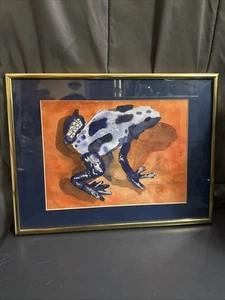 Original Watercolor Painting Frog Matted & Framed Under Glass Vintage 16x12” - Picture 1 of 11